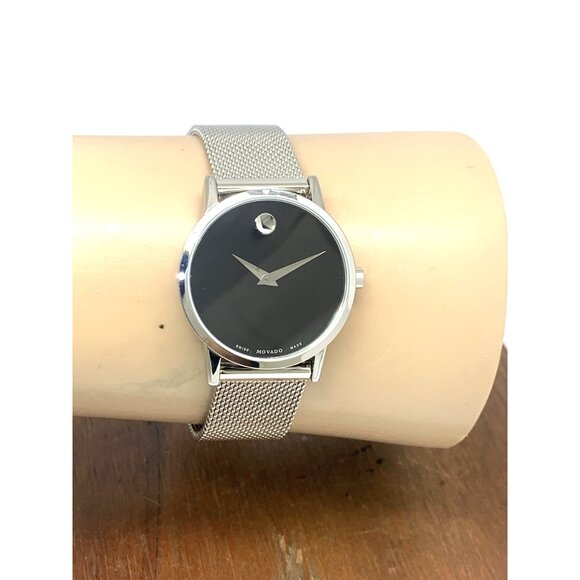 Movado Women\'s Watch 0607220 Black Dial Swiss Quartz 28mm Silver Mesh Band main image 13